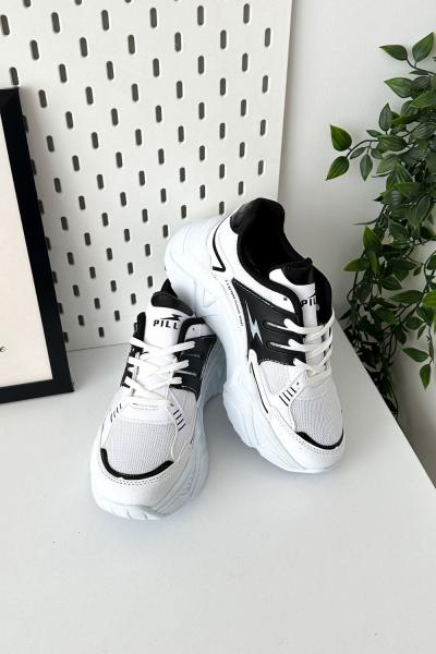 MOCE Anorak Bağcıklı Yüksek Taban Spor Ayakkabı Beyaz Siyah