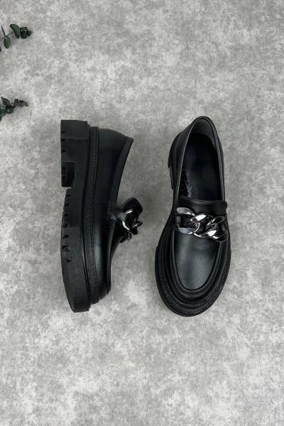 MOCE Buckle Kalın Taban Loafer Ayakkabı Siyah
