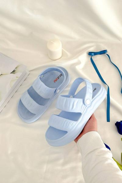 MOCE Leezy Model Çift Şeritli Eva Taban Sandalet Terlik Buz Mavi